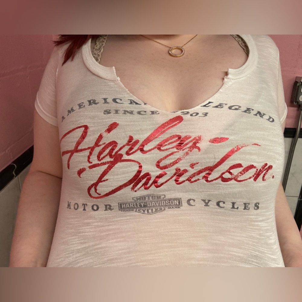Harley Davidson sheer white tee